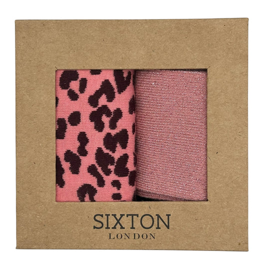Pink Leopard & Pale Pink Vegas sock box duo