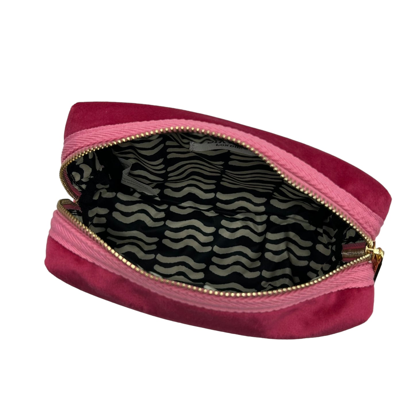 Bright pink make-up bag & lightning bolt - recycled velvet