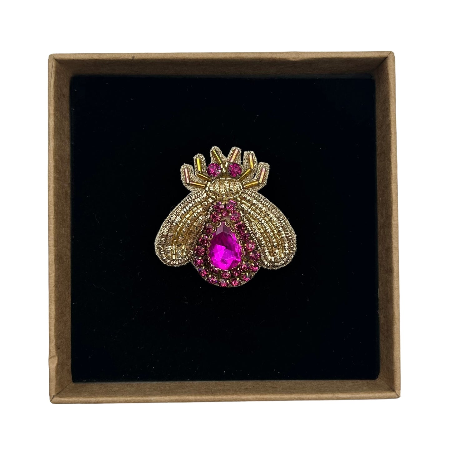 Pink jewelled insect brooch / pin