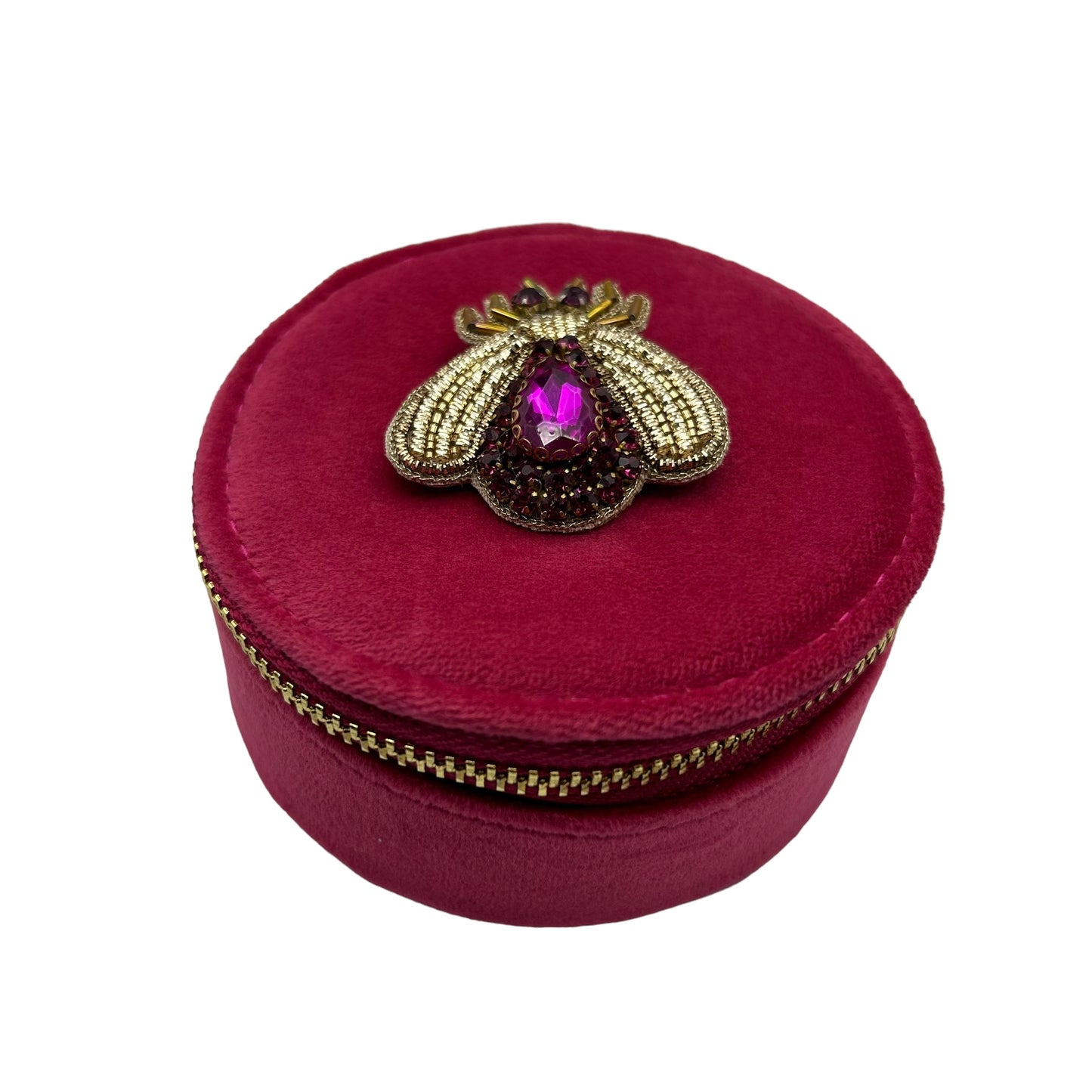 Jewellery travel pot bright pink - jewelled insect