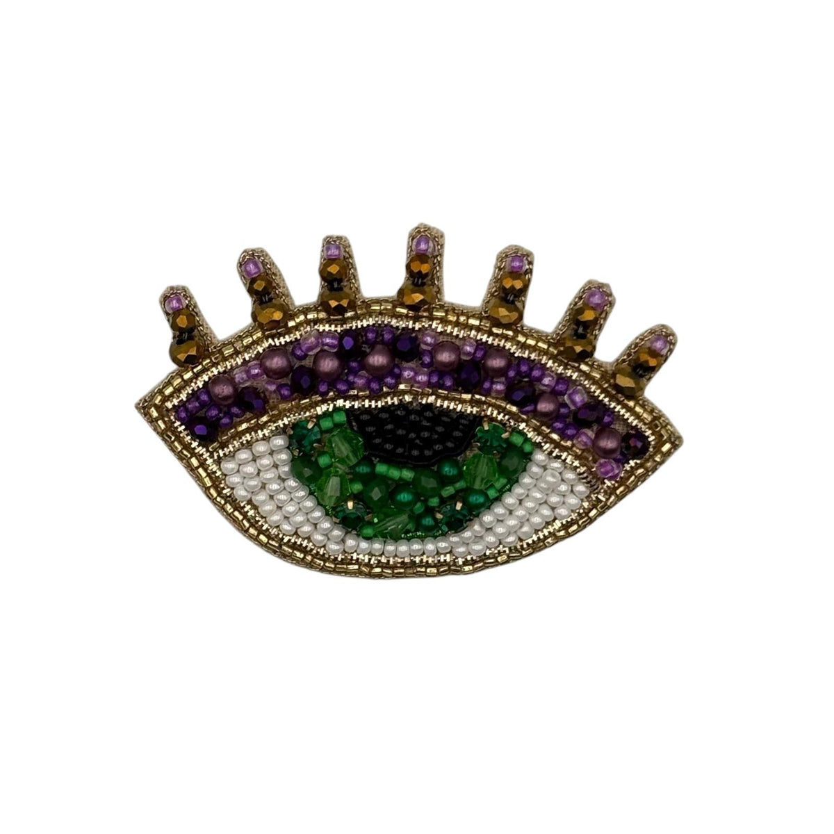 Purple Lashes embroidered brooch / pin