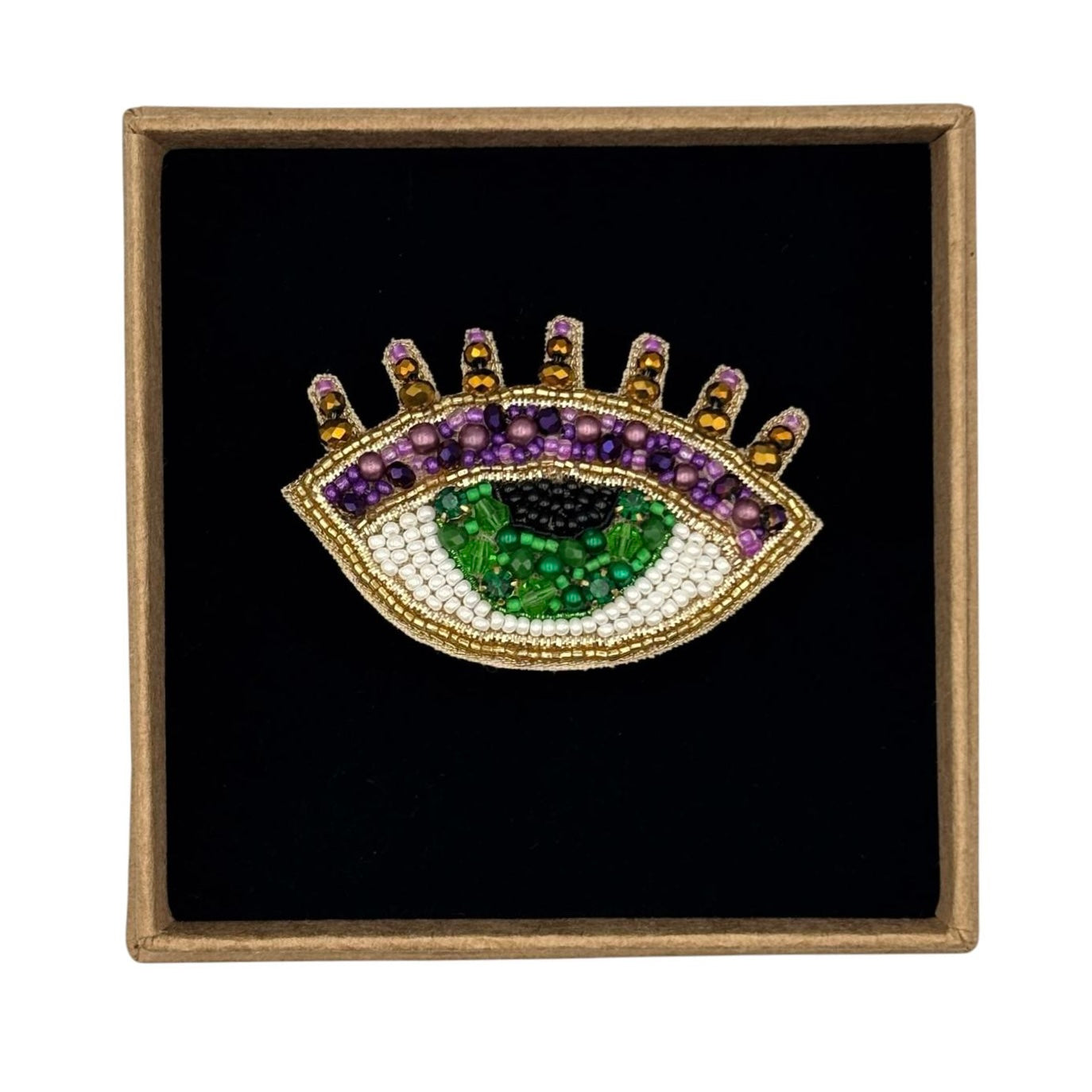Purple Lashes embroidered brooch / pin