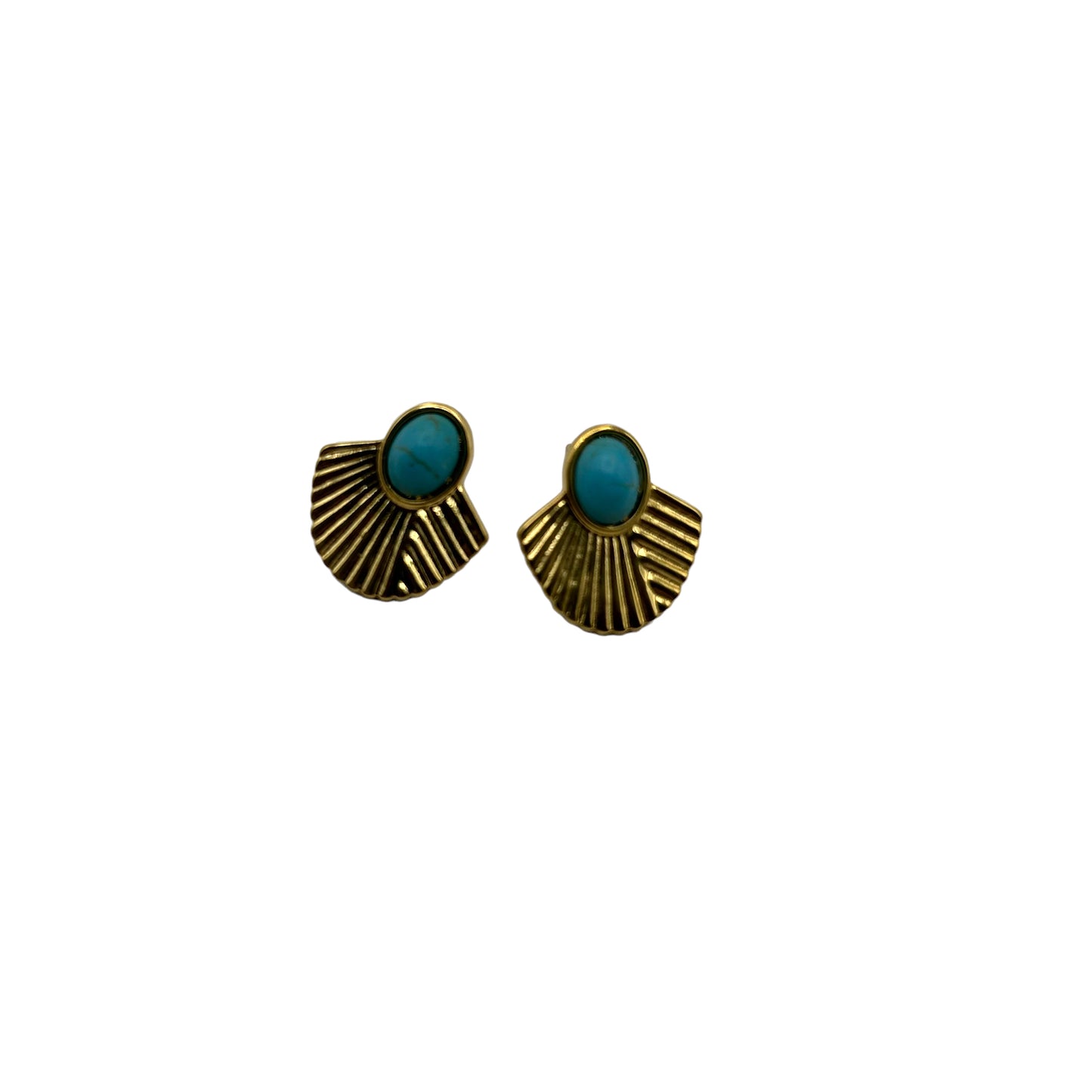 Retro turquoise fan earrings