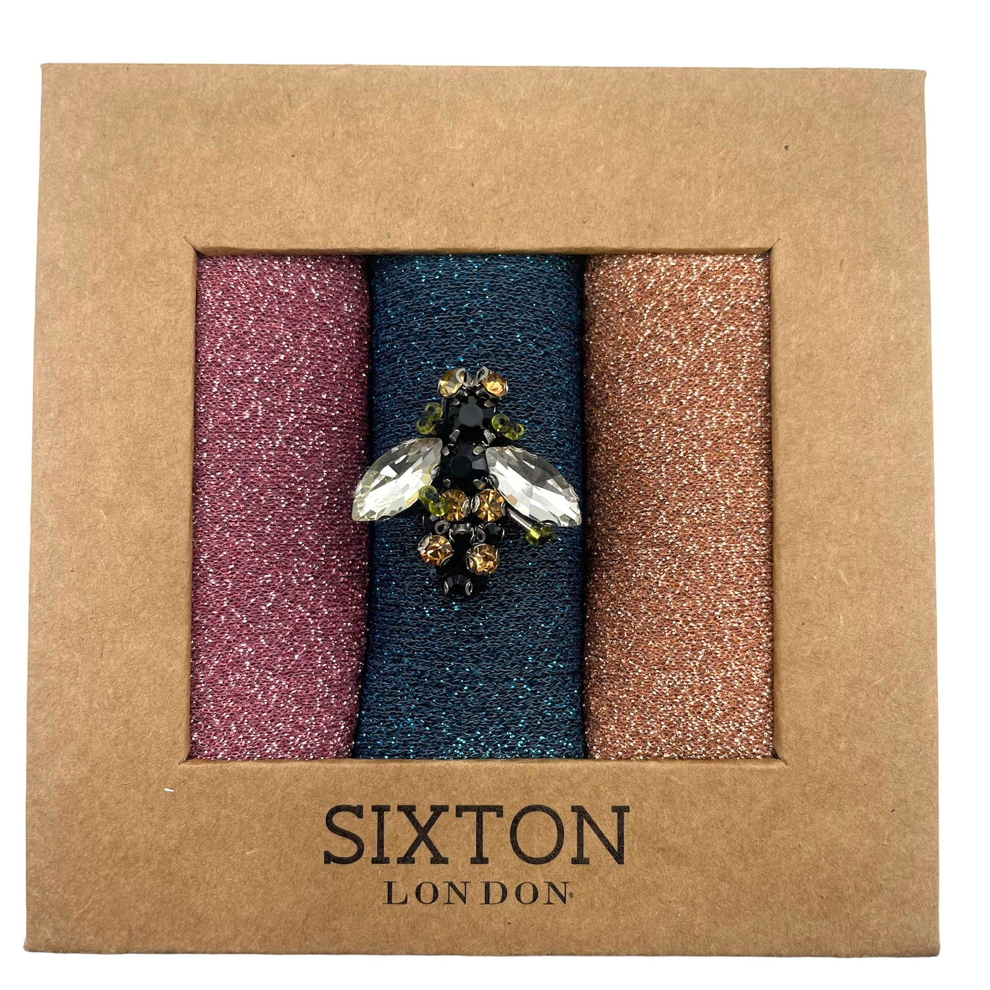 Rio trio Roxy sock box with sparkly pin