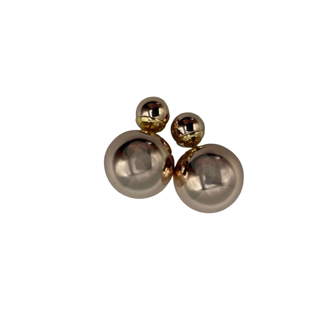Rose gold colored orb earrings