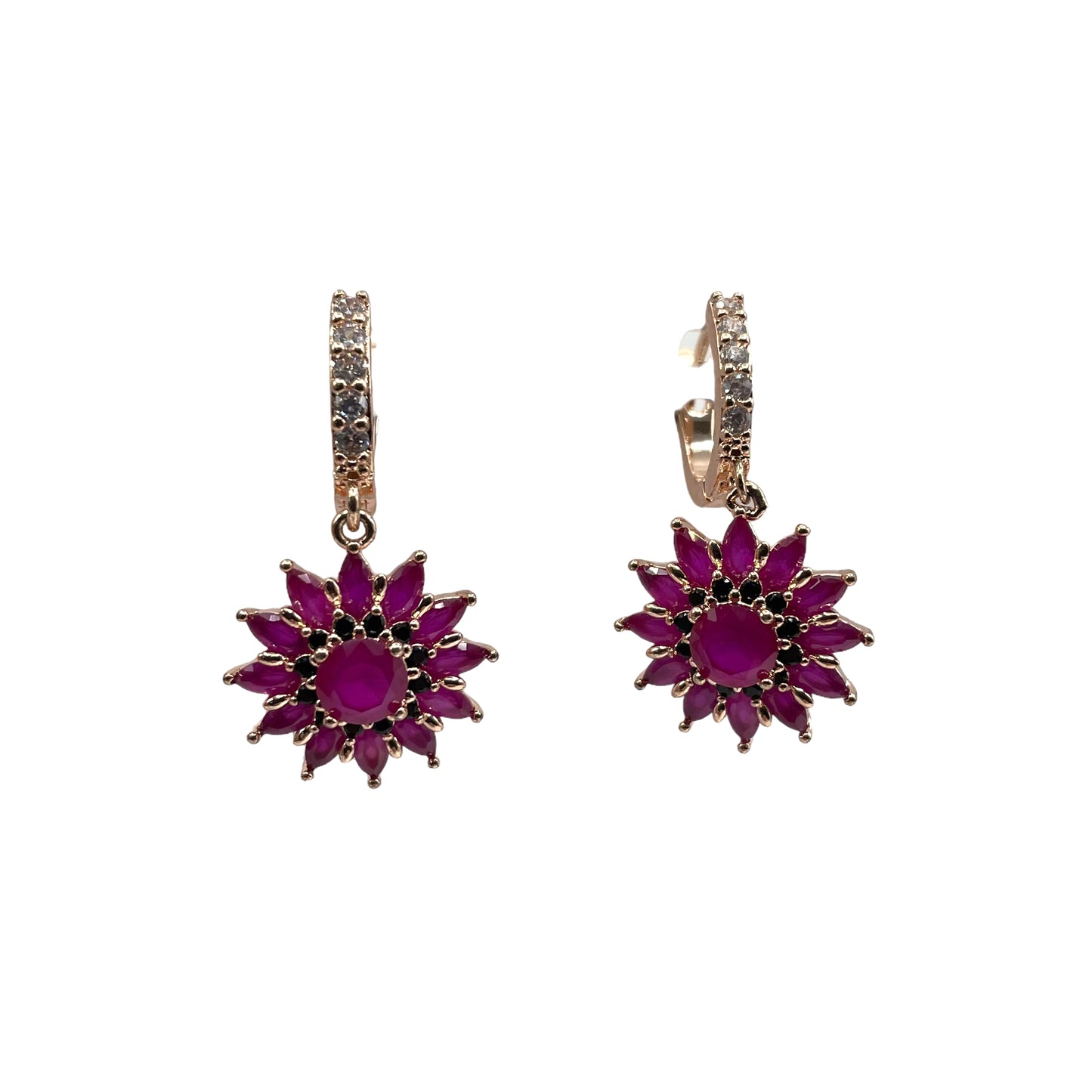 Ruby flower earrings