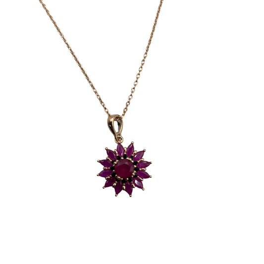 Ruby flower necklace