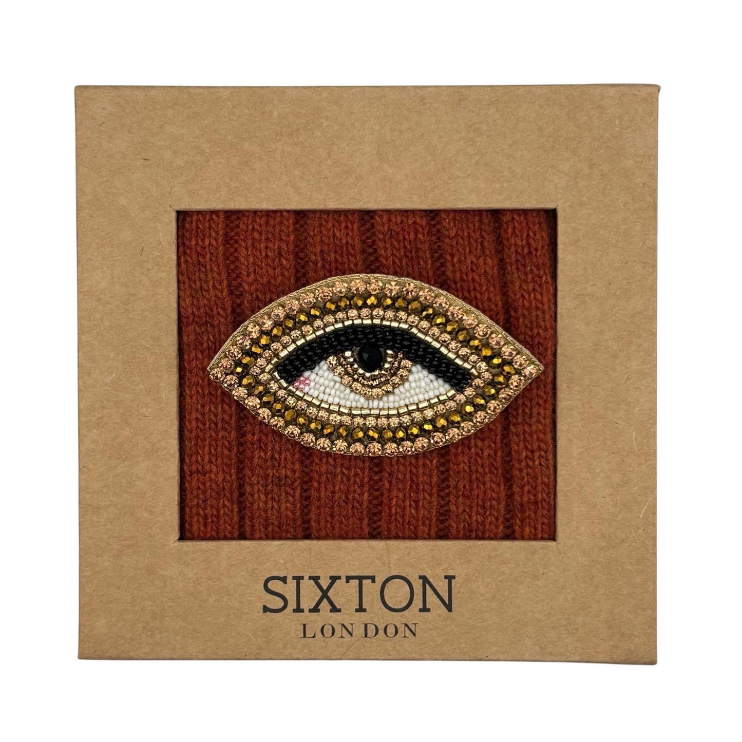 Sofia Rust Cashmere-Blend Sock Gift Box with Brooch