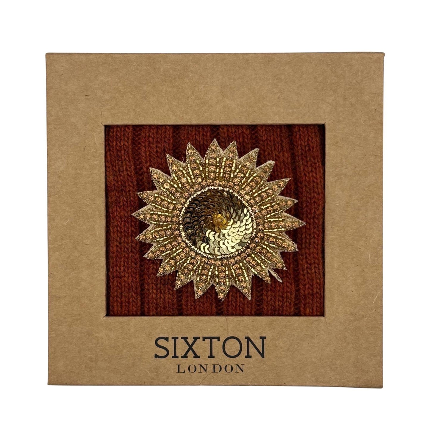Sofia Rust Cashmere-Blend Sock Gift Box with Brooch
