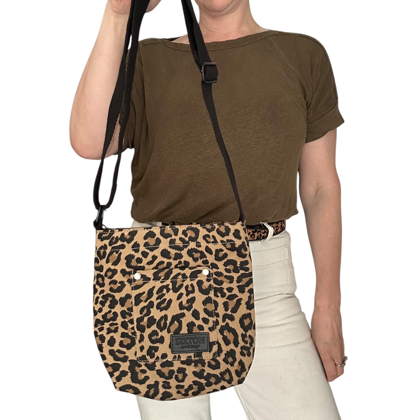 Lisbon city bag - sand leopard print