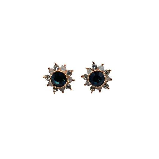 Sapphire flower sparkle earrings