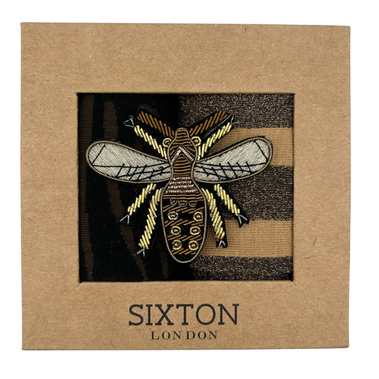 Savannah Brown & Berlin sock box duo with embroidered brooch