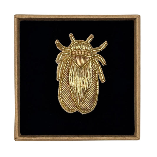 Scarab Beetle embroidered brooch / pin