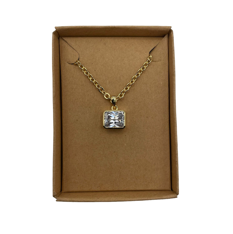 Clear cube necklace
