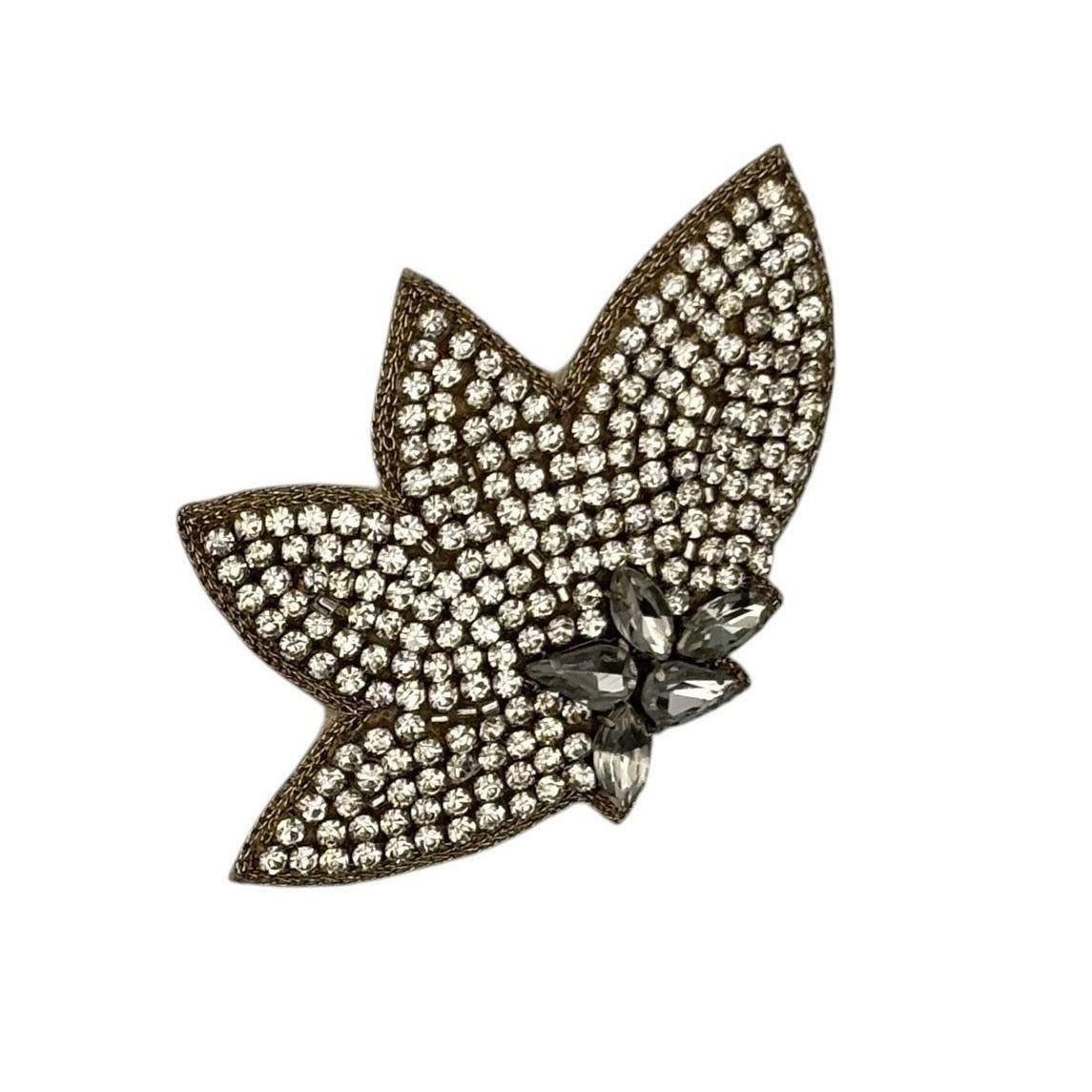 Silver Half Flower embroidered brooch / pin