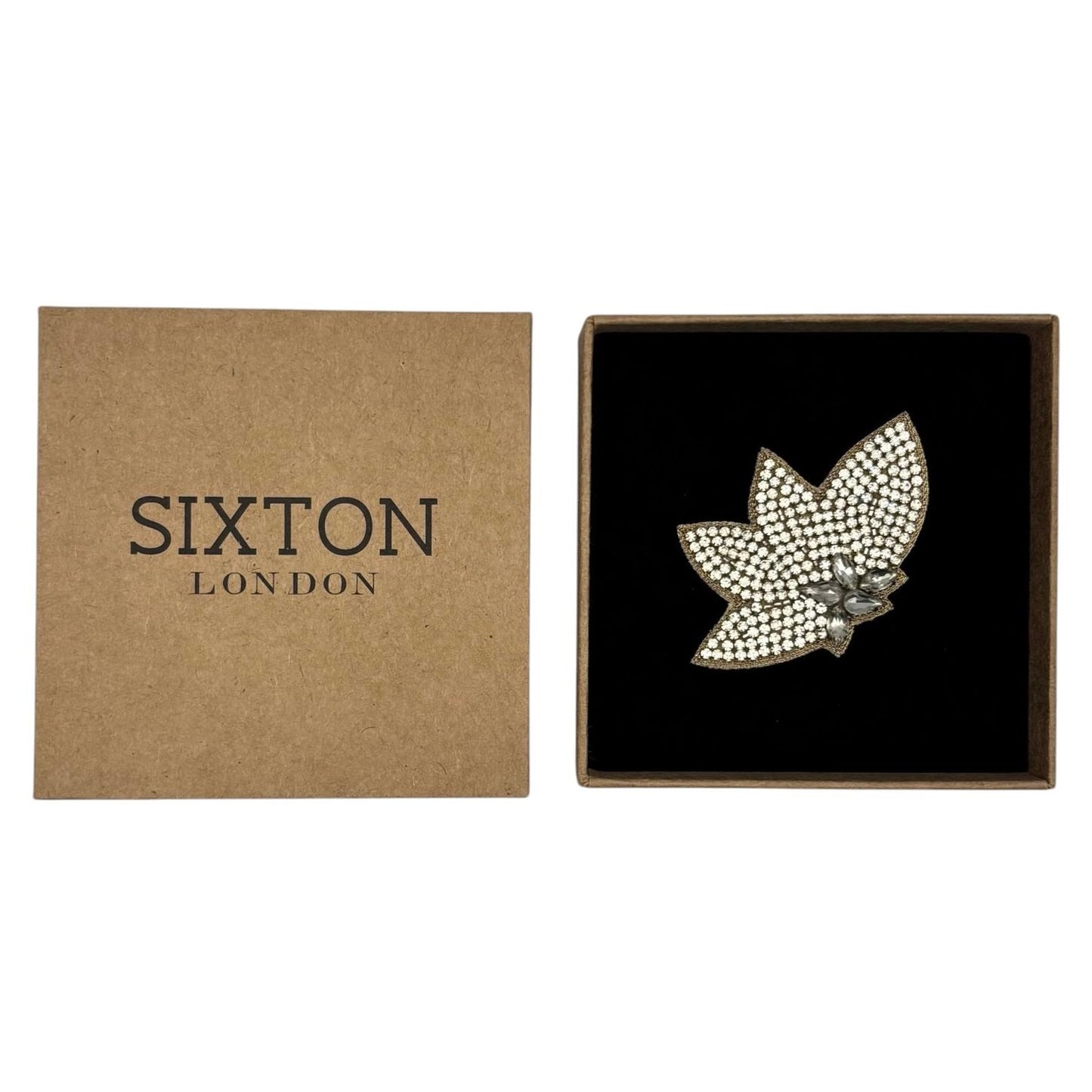 Silver Half Flower embroidered brooch / pin