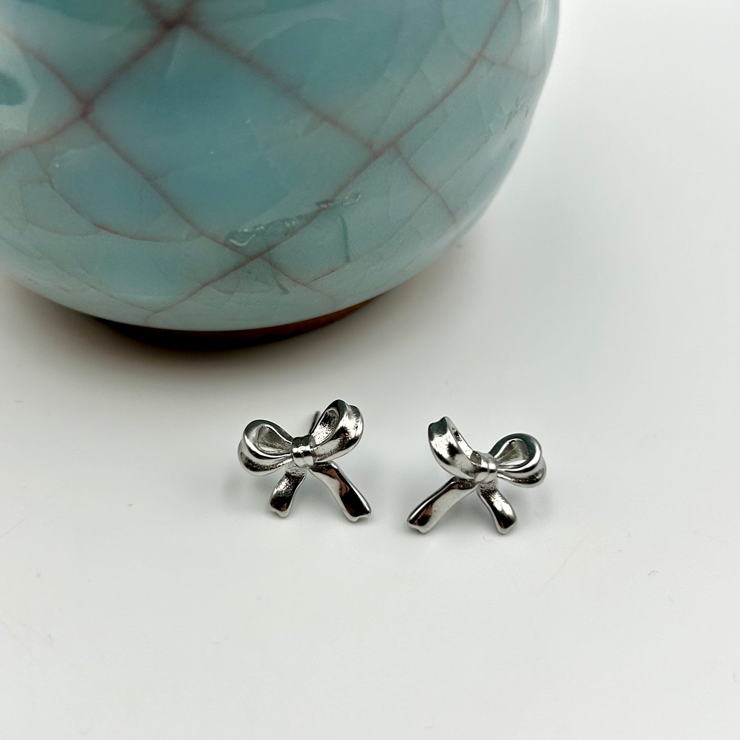Silver Bow earrings