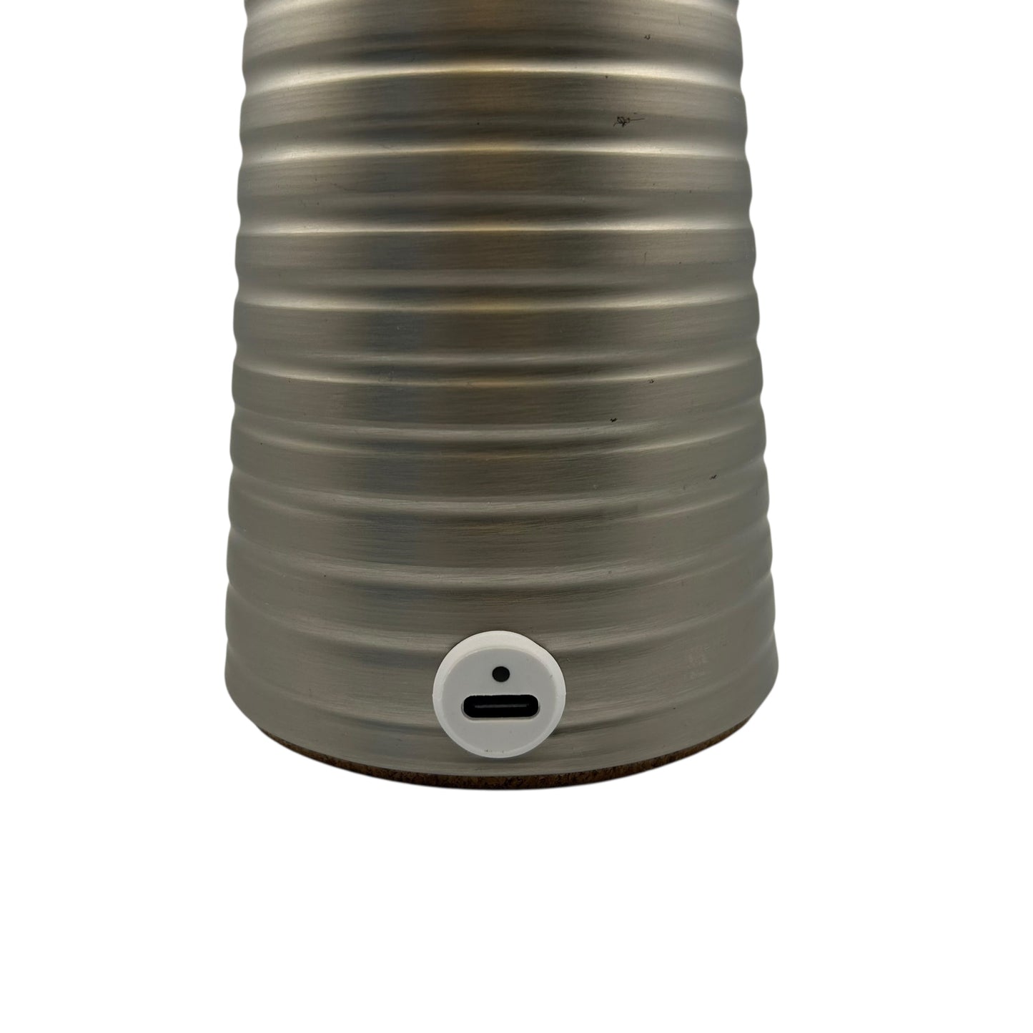 Large Deco Cone Ribbed Silver style rechargeable touch lamp