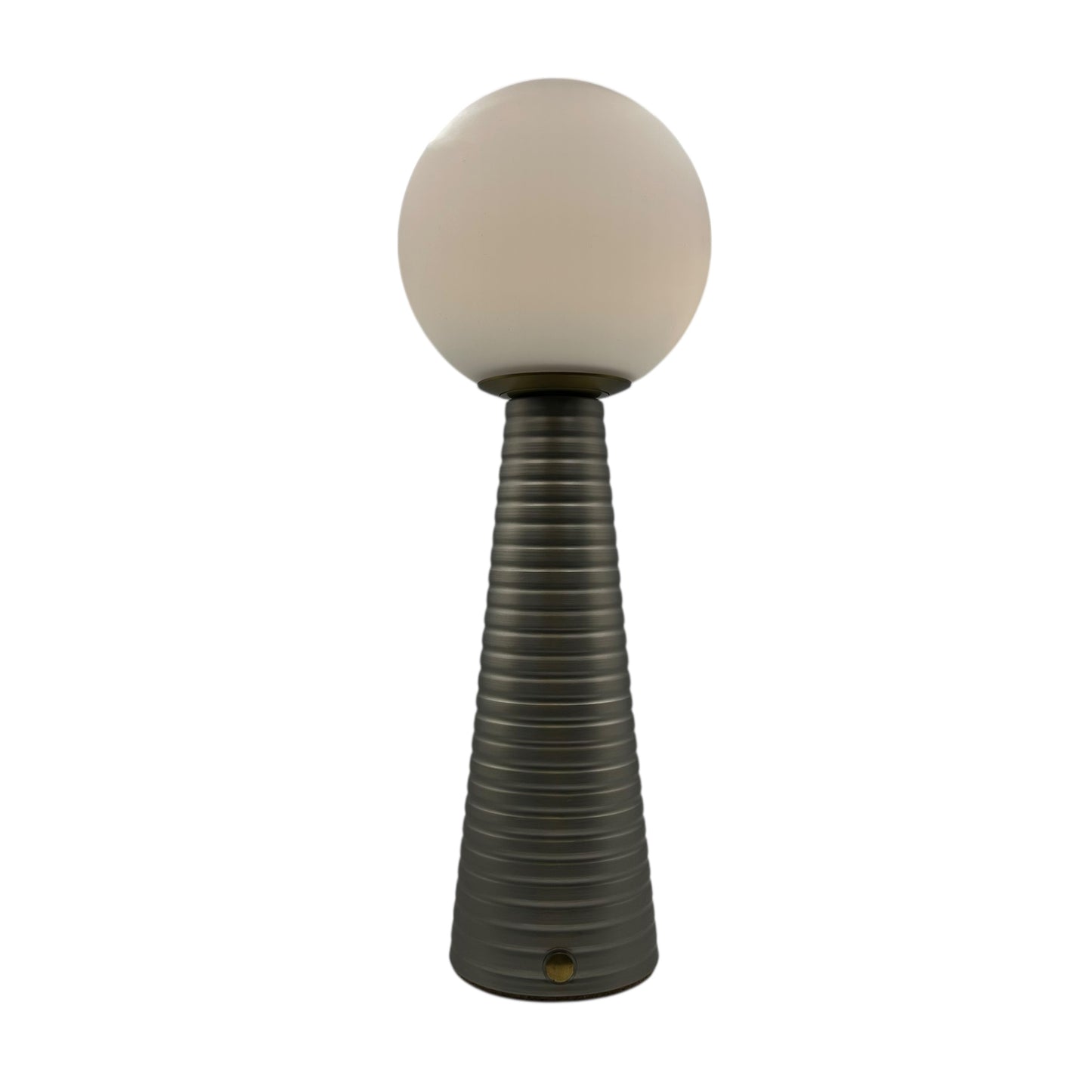 Large Deco Cone Ribbed Silver style rechargeable touch lamp