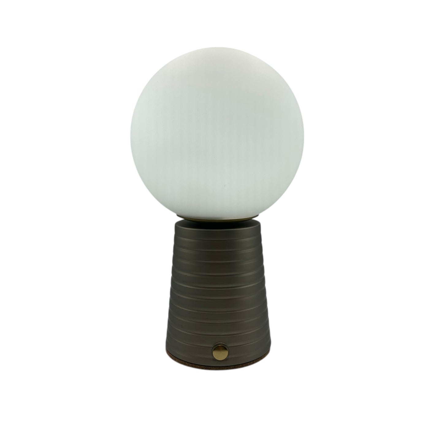 Small Deco Cone Ribbed Silver style rechargeable touch lamp