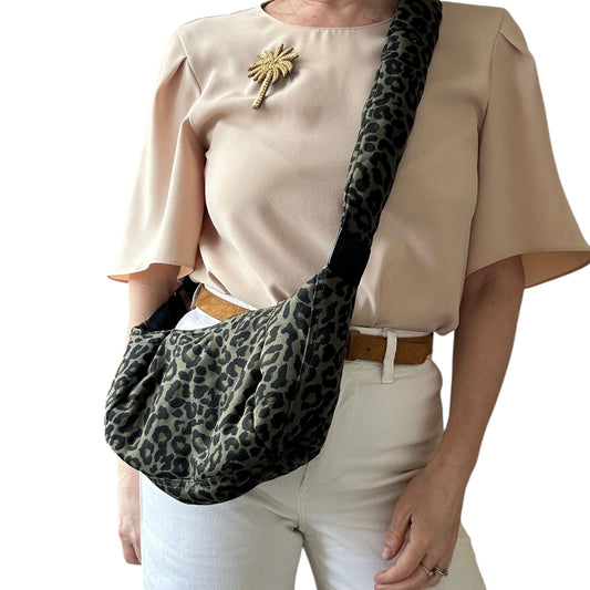 Brixton cross body sling bag - leopard print green - small