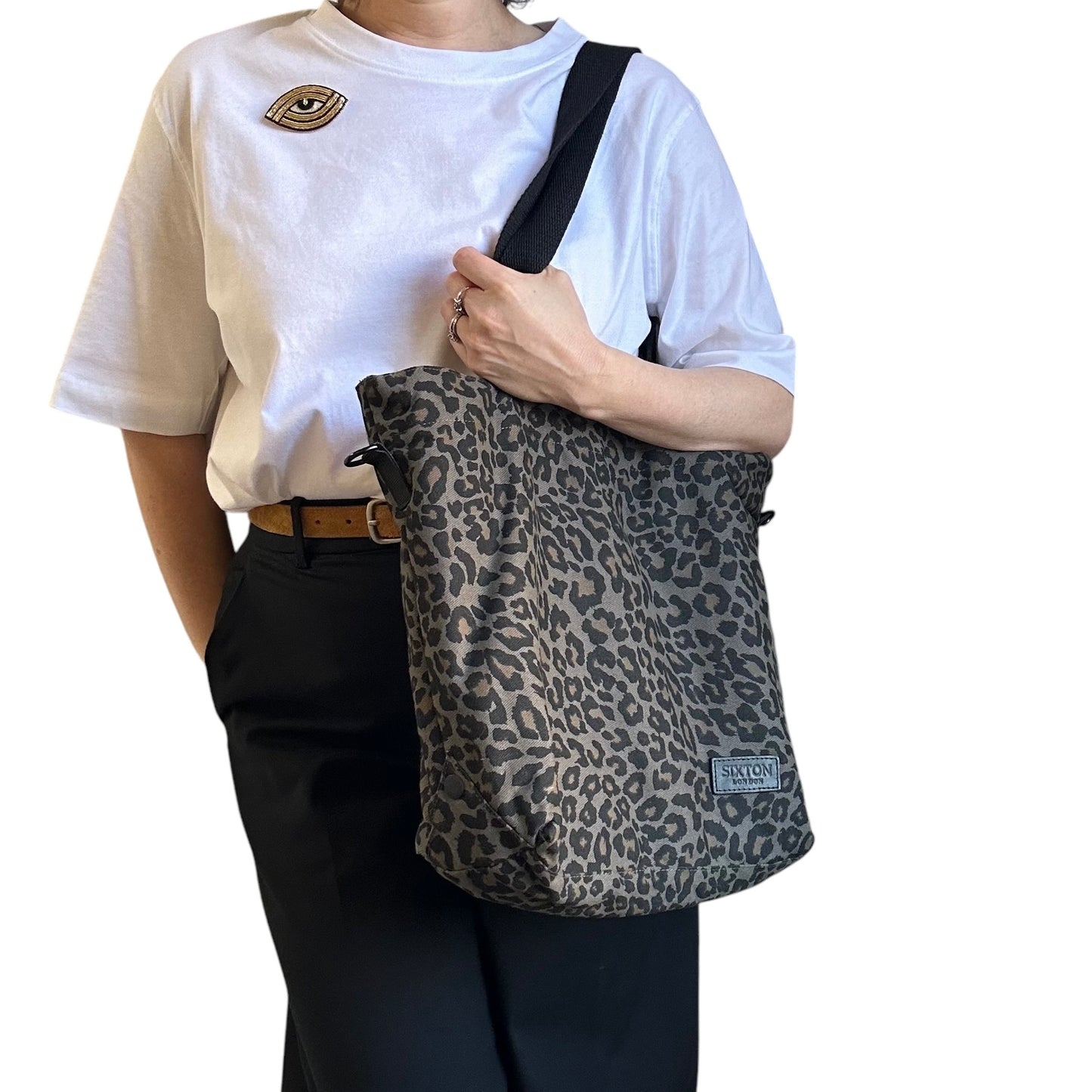 Grey Leopard print tote bag - small