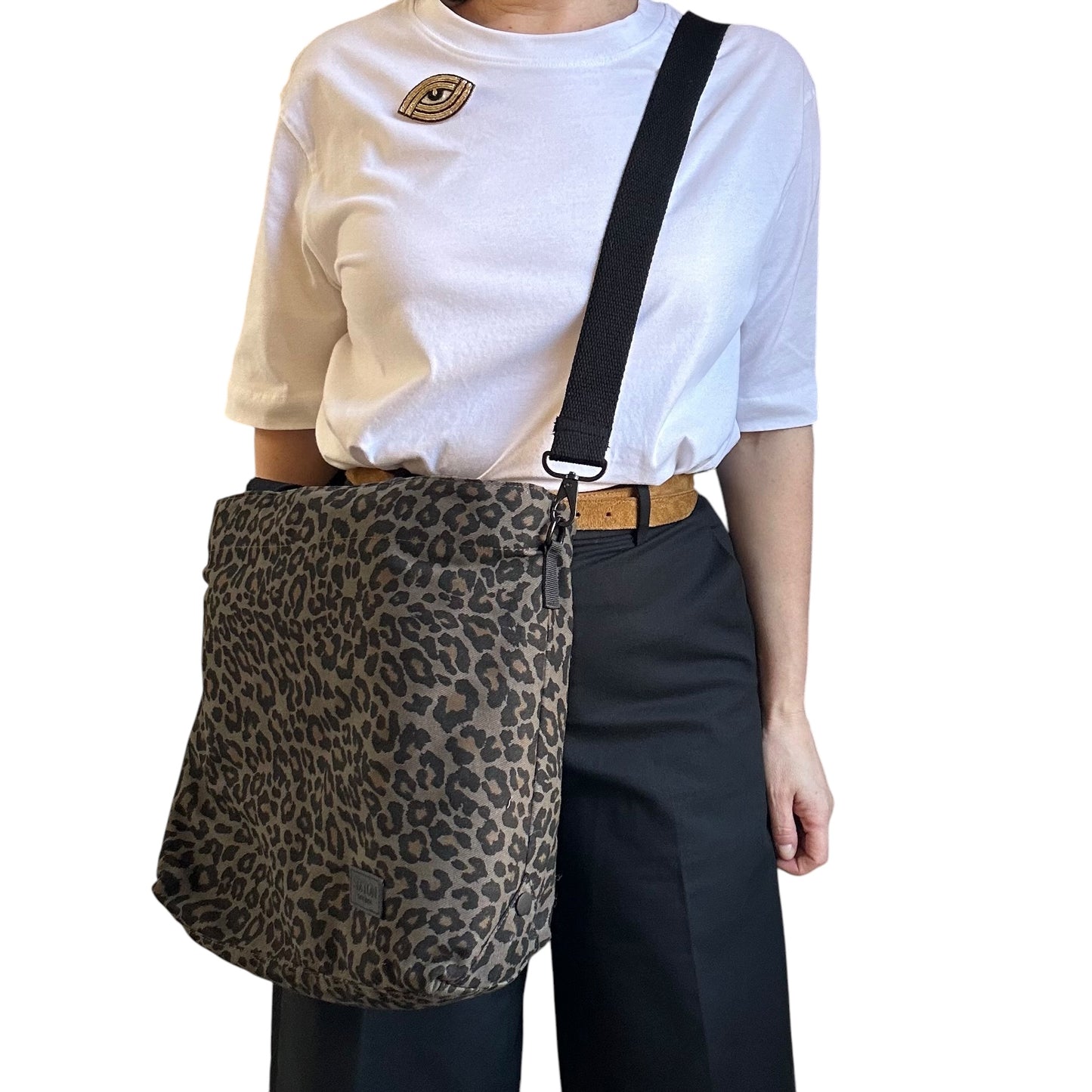 Grey Leopard print tote bag - small