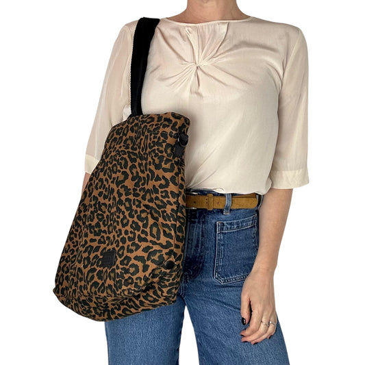 Brown Leopard print tote bag - small