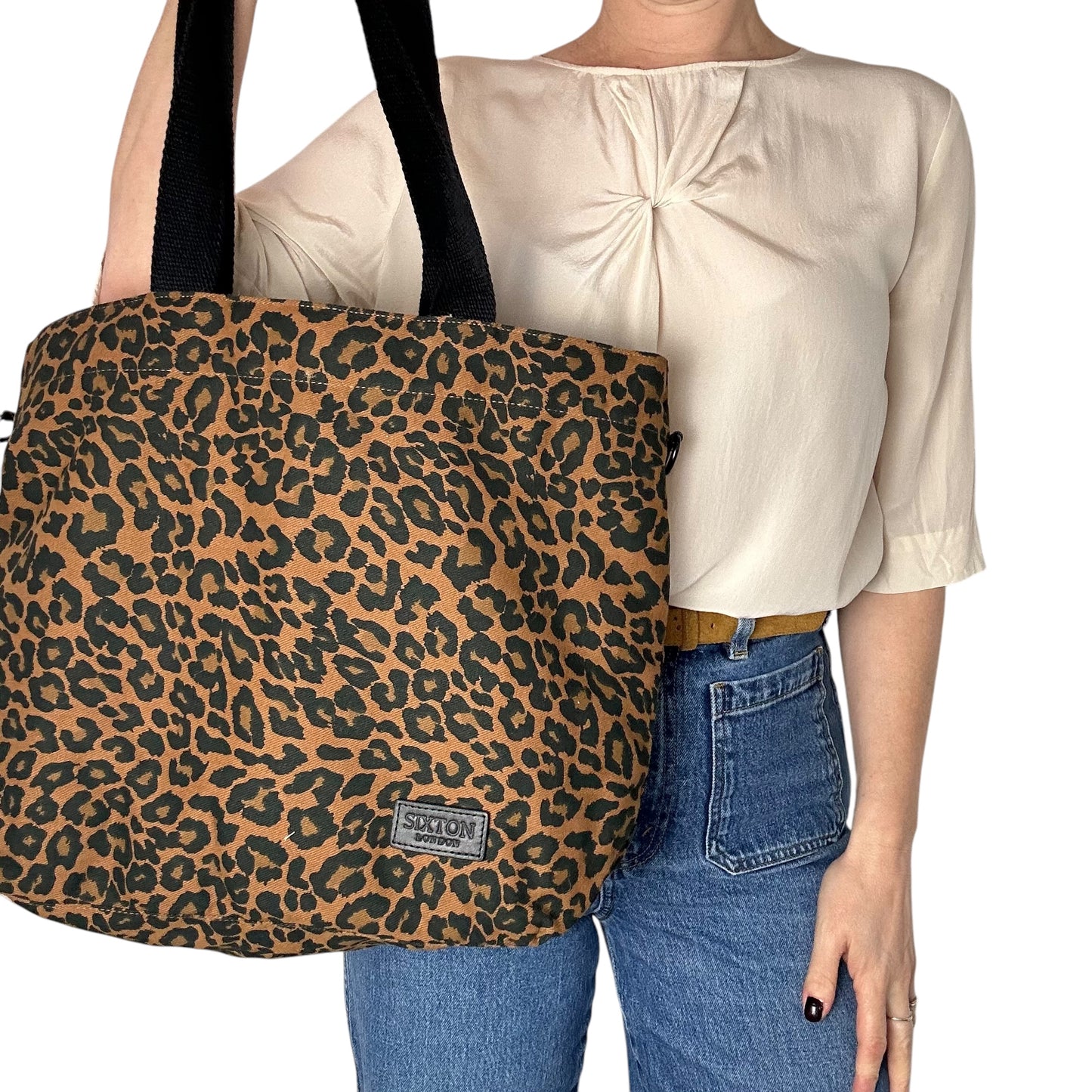 Brown Leopard print tote bag - small