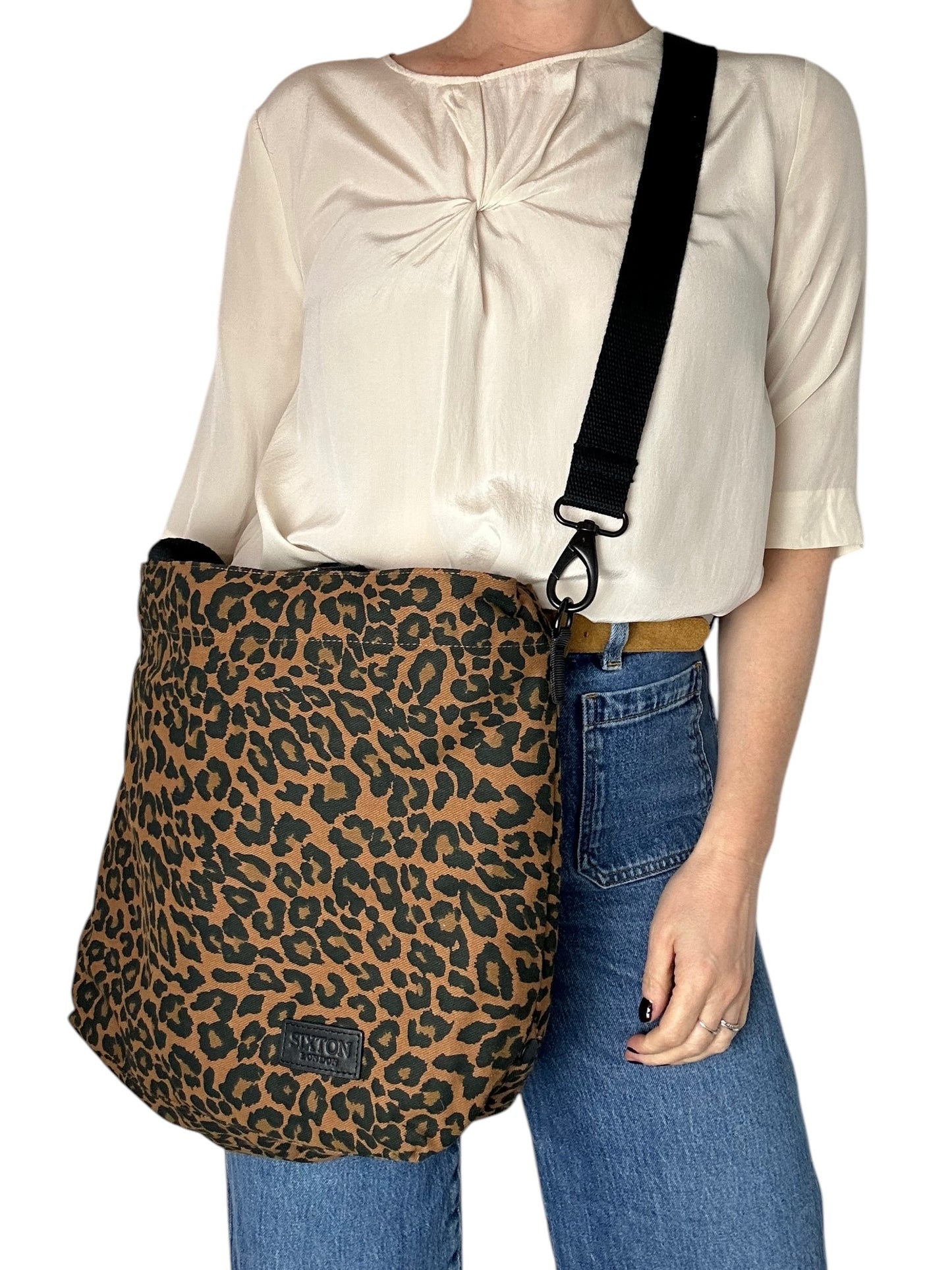 Brown Leopard print tote bag - small