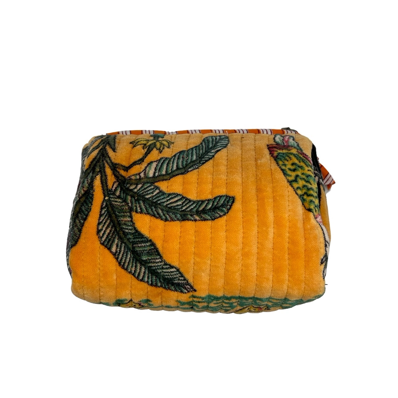 Madagascar velvet make-up bag in gold, large and small