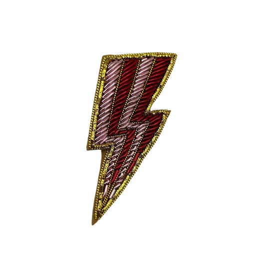 Striped lightning bolt brooch / pin