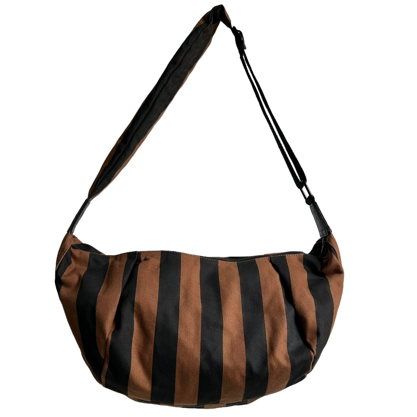 Brixton cross body sling bag - brown & black stripe - large