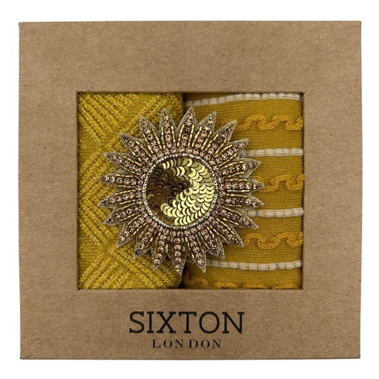 Sunshine Paris & Lyon sock box duo with embroidered brooch