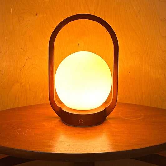 Lantern Teak style rechargeable touch lamp