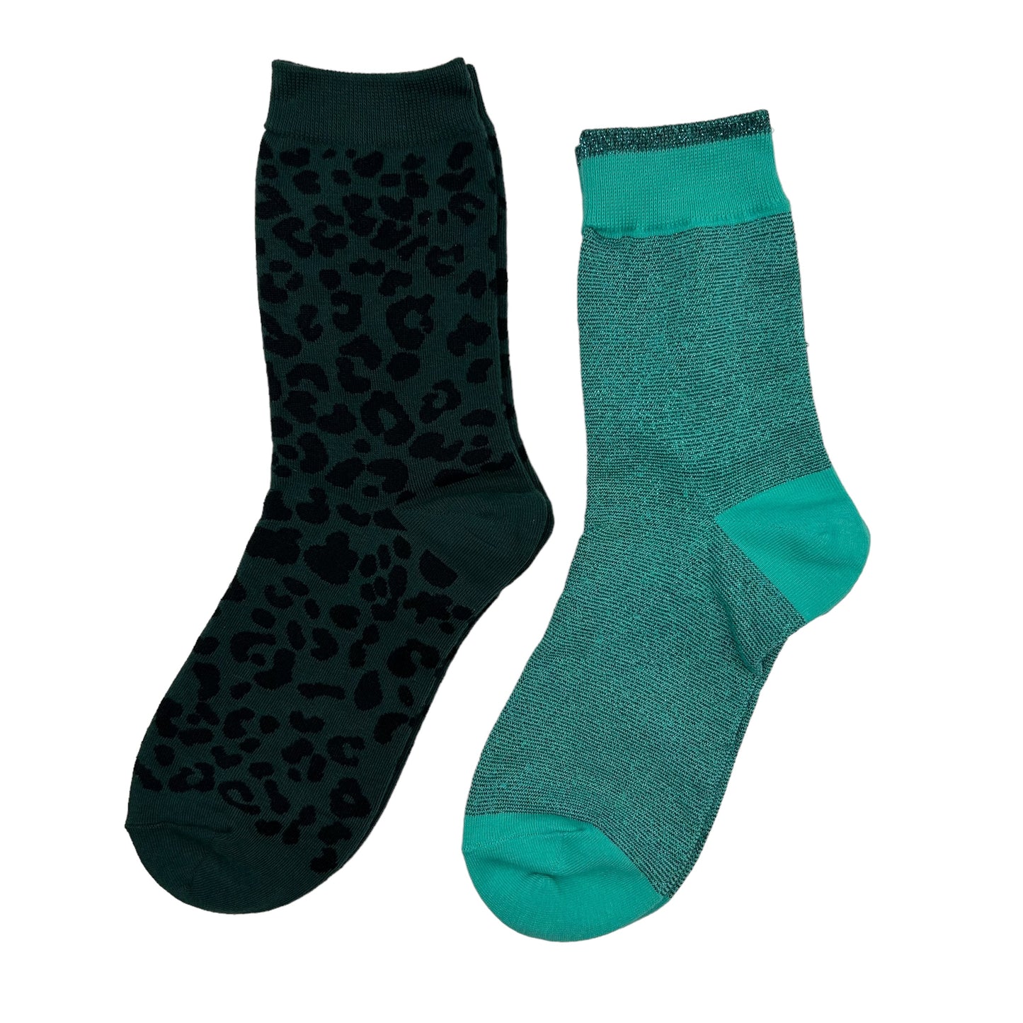 Turquoise Tokyo and leopard  sock box duo with pin