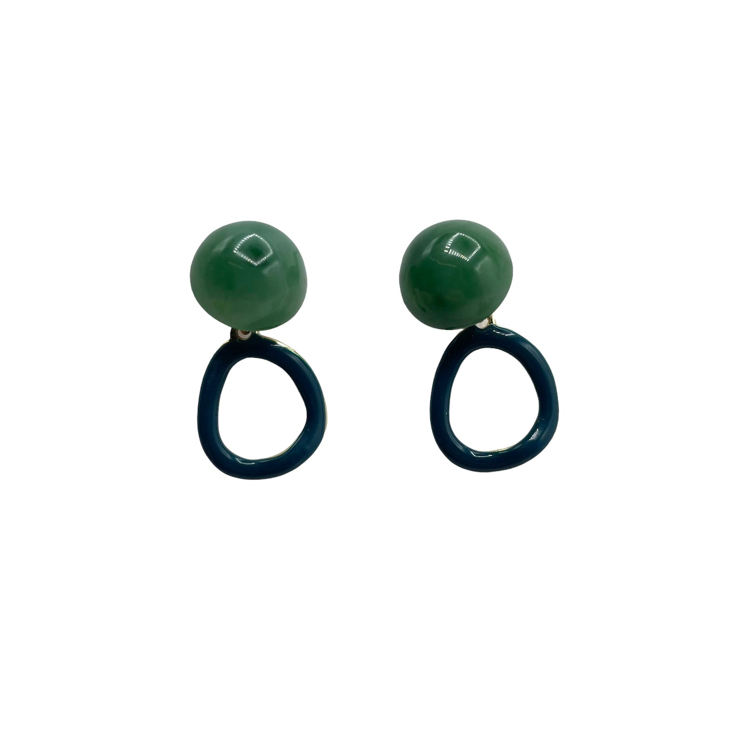 Teal & green oval drop earrings