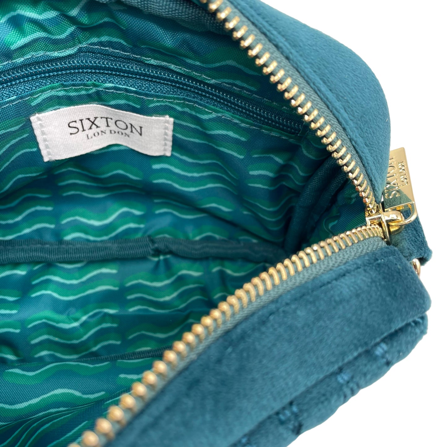 Velvet Rivington handbag in teal, recycled velvet
