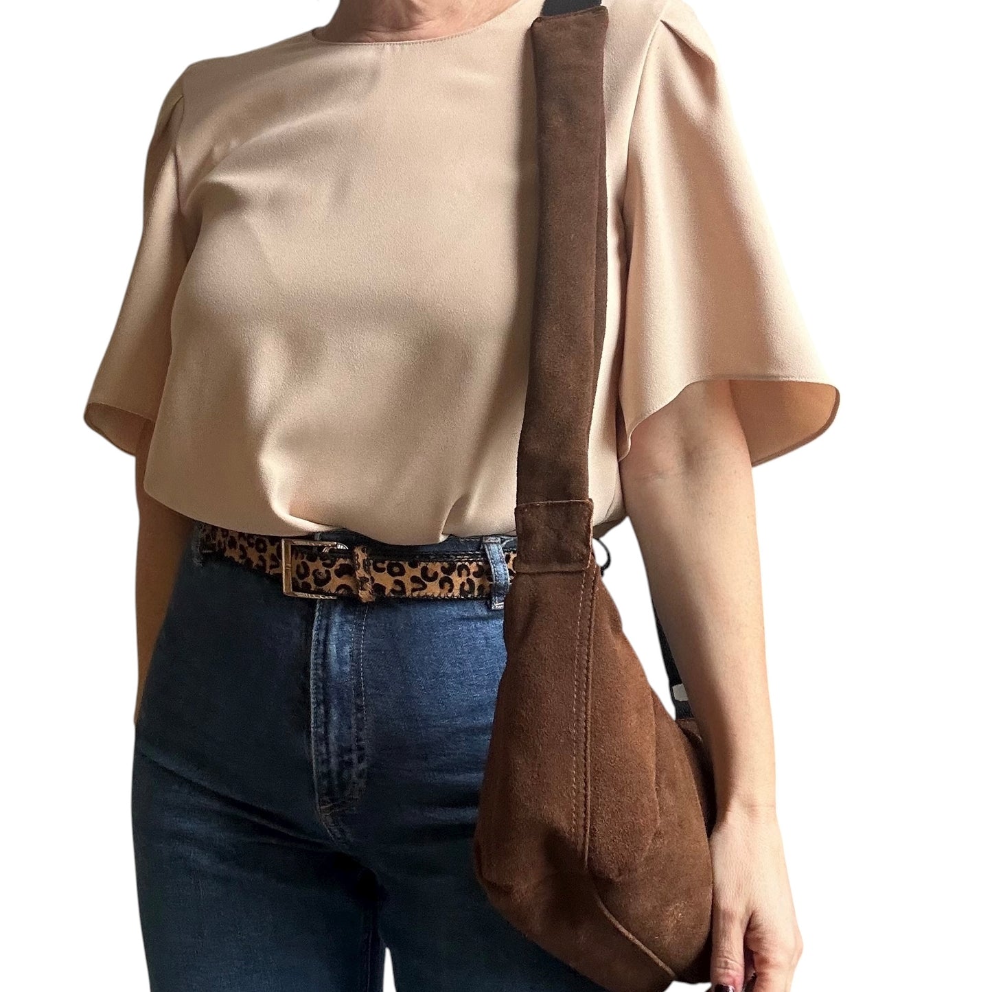 Brixton cross body sling bag -  brown suede - small