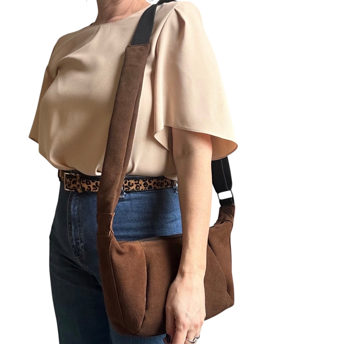 Brixton cross body sling bag -  brown suede - small