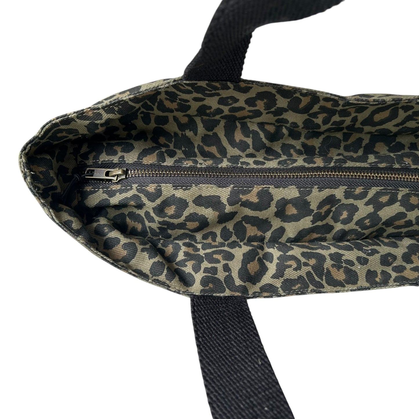 Green Leopard print tote bag - small