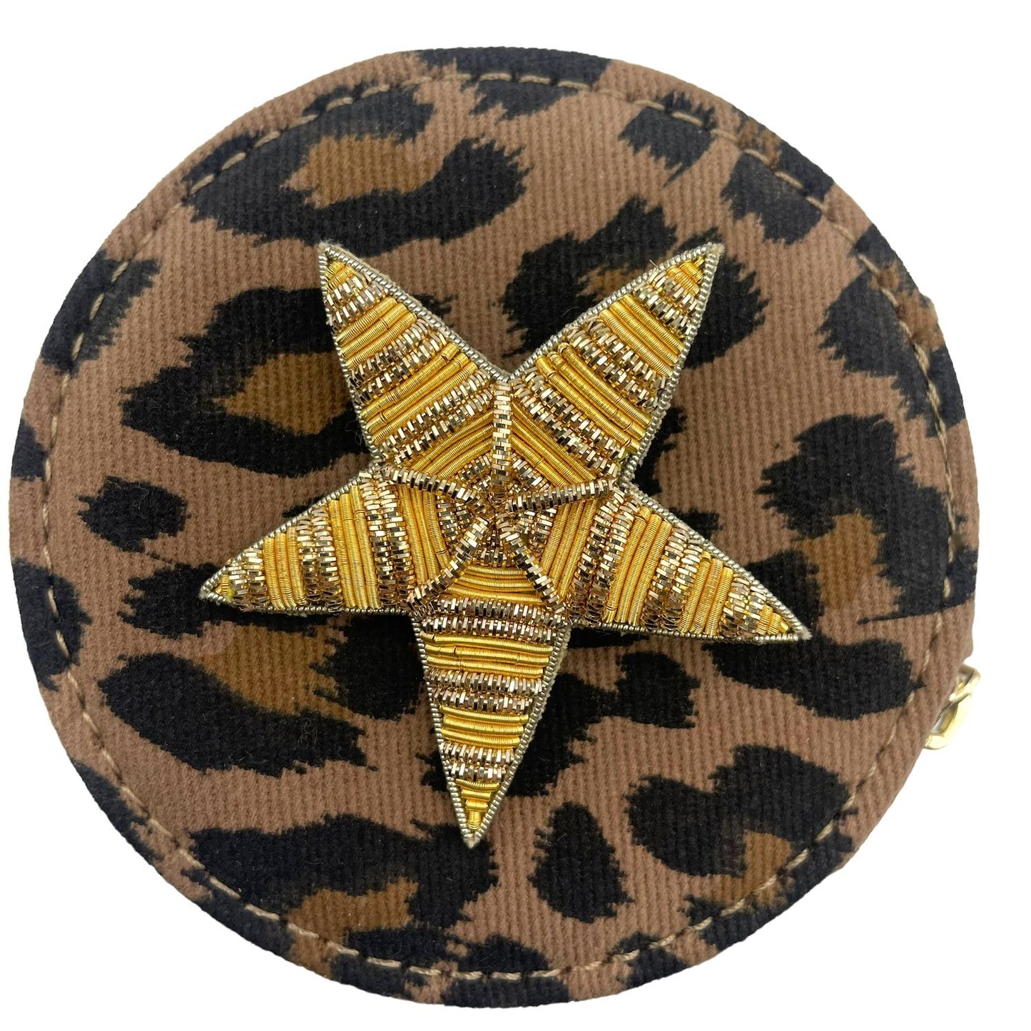 Jewellery travel pot - leopard print - gold star