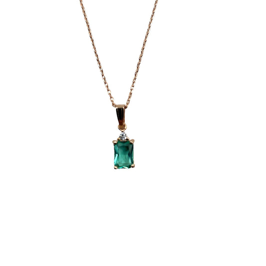 Aqua square jewel drop necklace