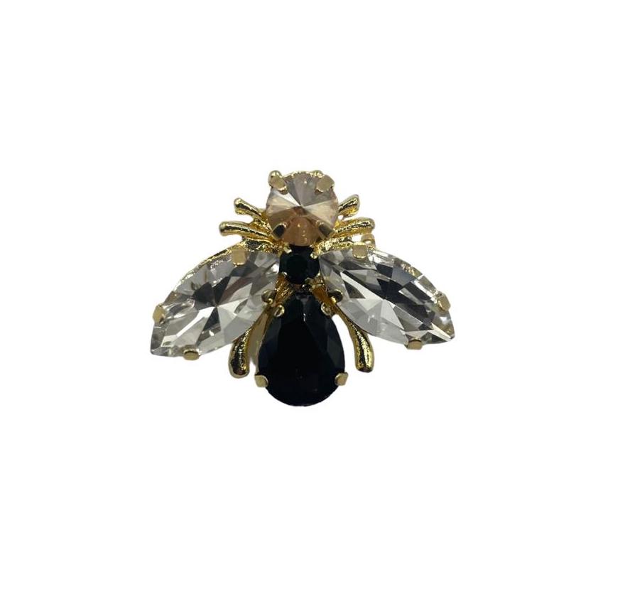 Luna bee pin black - recycled glass