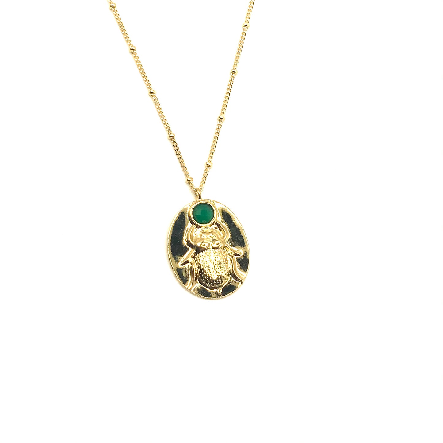 Deco emerald beetle necklace