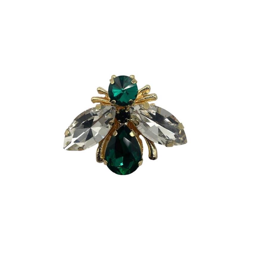 Luna bee pin green - recycled glass