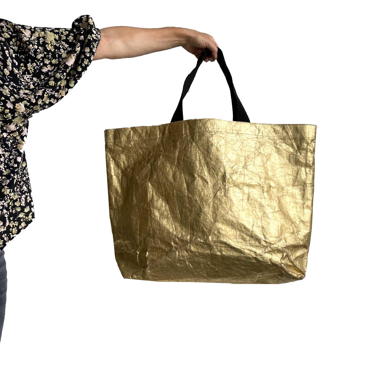 Gold shopper bag - large